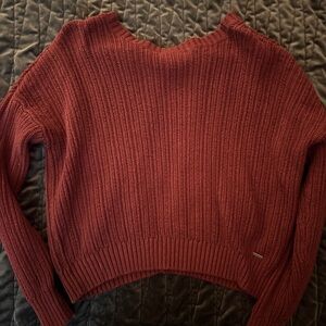 Hollister Women's Ribbed Crew Neck Sweater - Deep Red